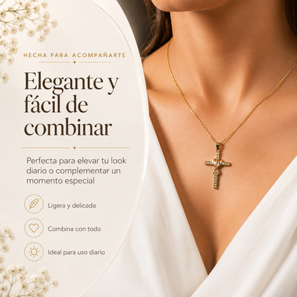 Cruz de oro laminado y cadena 18k