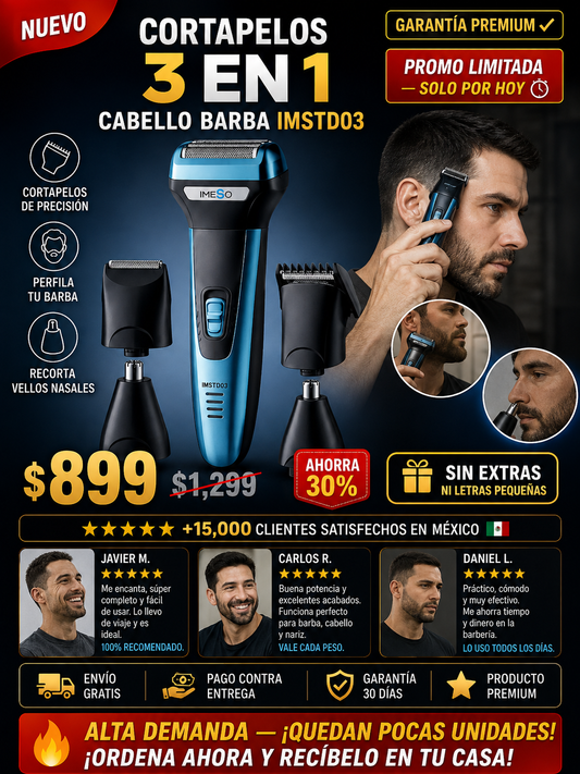 Cortapelos 3 en 1 Profesional Cabello y Barba