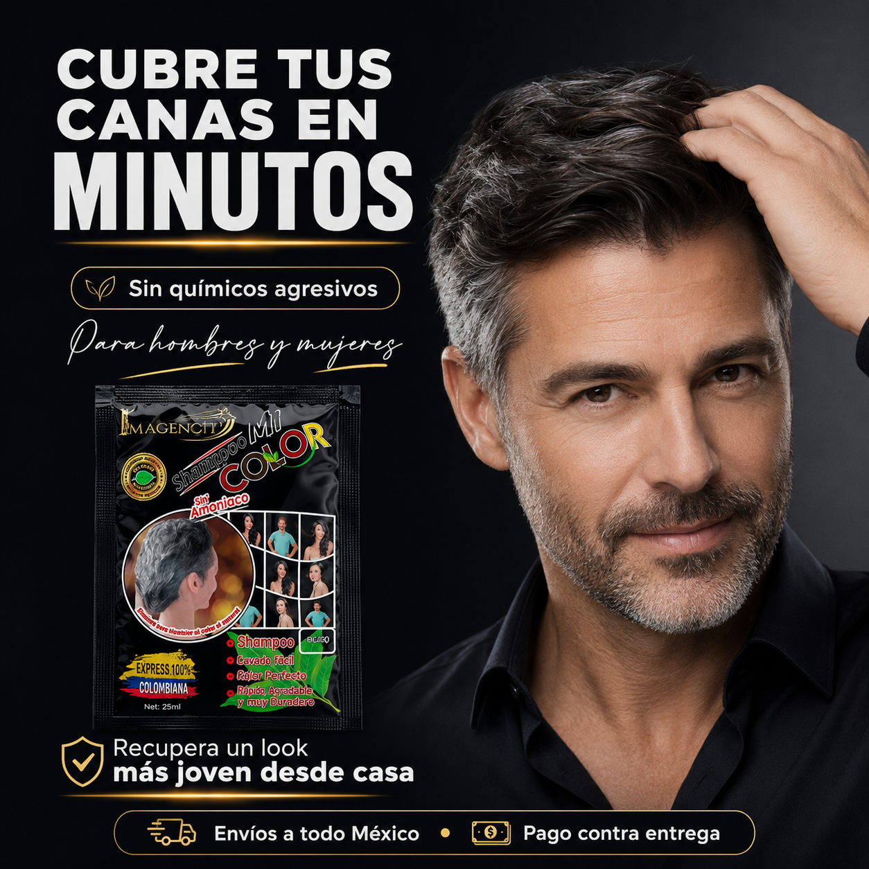 SHAMPOO CUBRE CANAS NEGRO Y DORA MASC