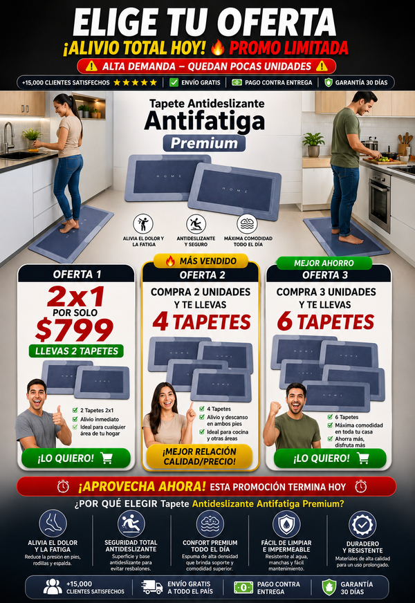 Tapete Antifatiga Antideslizante Premium 2x1 Metros