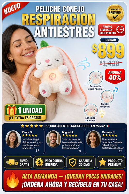 Peluche Conejo Respiracion Antiestres - imagen 1