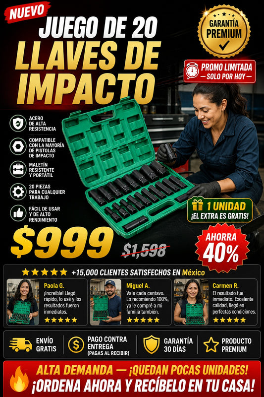 Juego De 20 Llaves De Impacto - imagen 1
