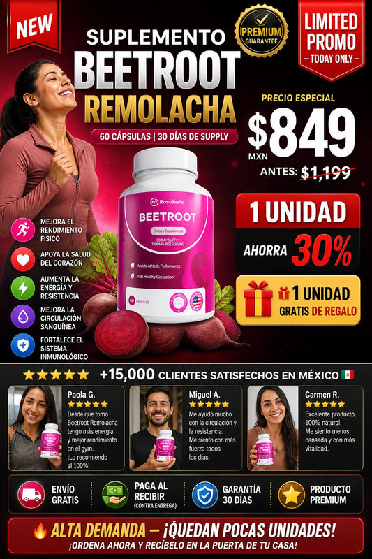 Suplemento Beetroot Remolacha 60 Cápsulas - imagen 1