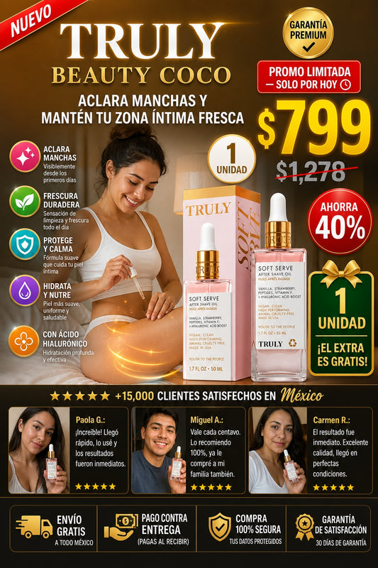 Truly Beauty Coco – Aclara Manchas y Mantén tu Zona Íntima Fresca - imagen 1