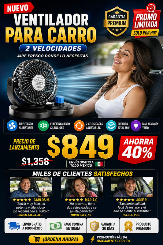 Ventilador Para Carro 2 Velocidades - imagen 1