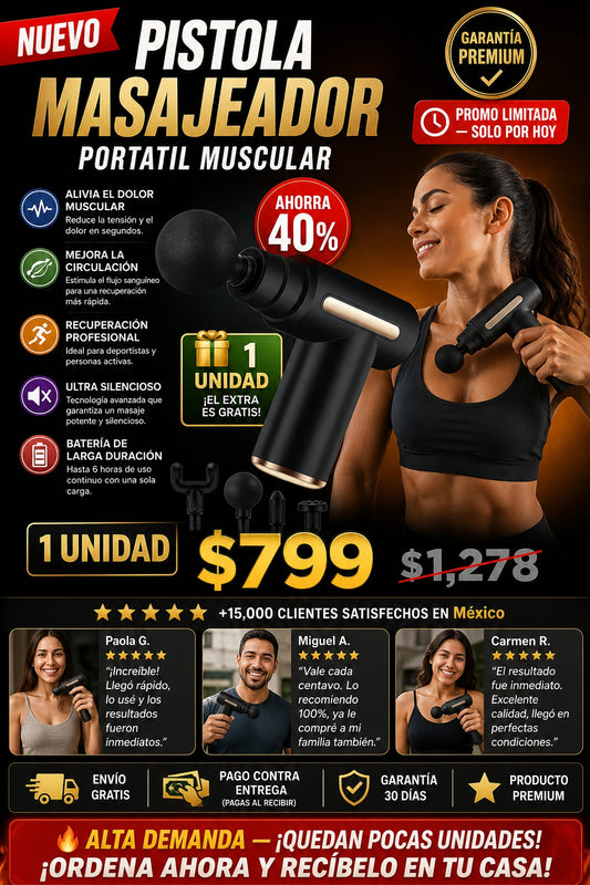 Pistola Masajeador Portatil Muscular - imagen 1