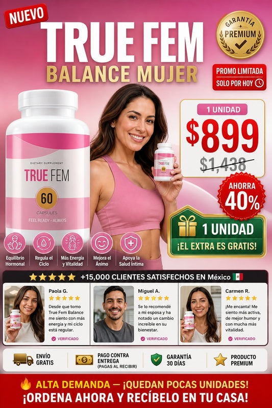 Suplemento True Fem Balance Mujer 60 Cap - imagen 1