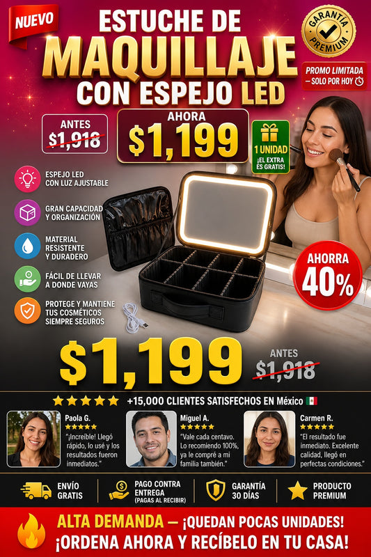 Estuche De Maquillaje Con Espejo Led - imagen 1