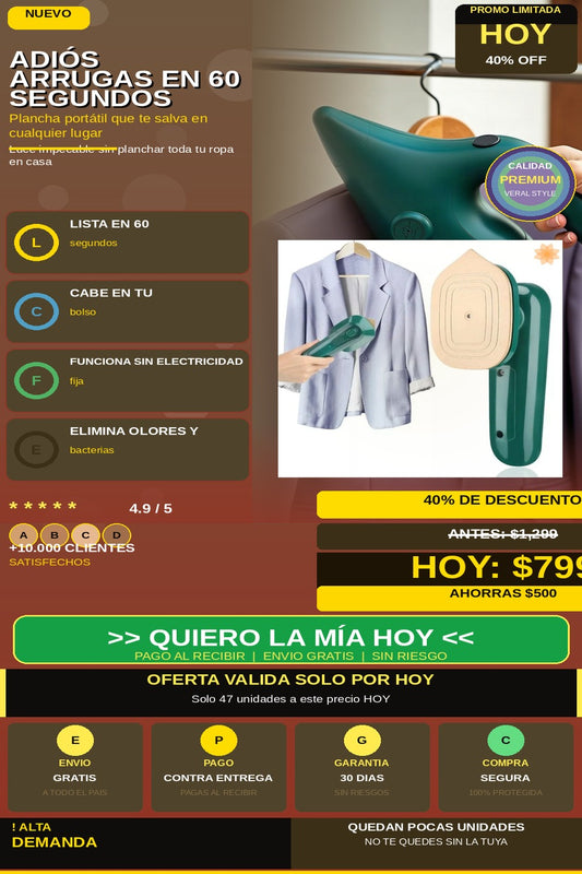 Plancha A Vapor Portatil De Mano — hero