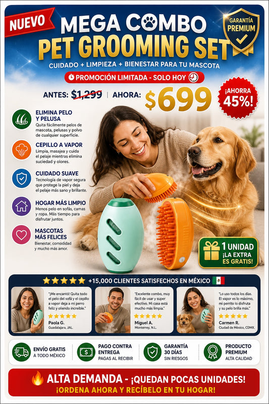 MEGA COMBO DE CEPILLO PARA MASCOTAS GATOS O PERROS + BOLA QUITA PELUSAS - imagen 1