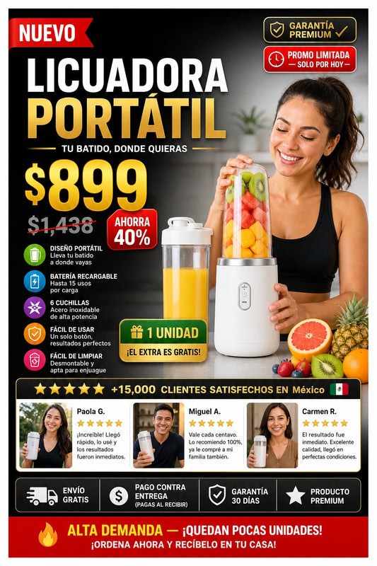 Licuadora Portatil Con Vaso Mezclador - imagen 1