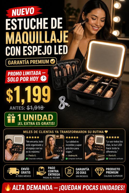 Estuche De Maquillaje Con Espejo Led - imagen 1