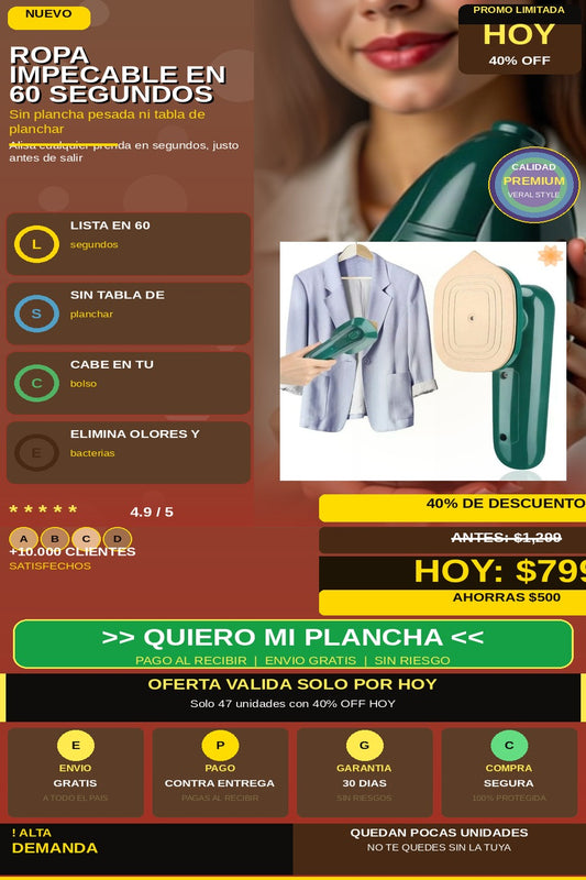 Plancha A Vapor Portatil De Mano — hero