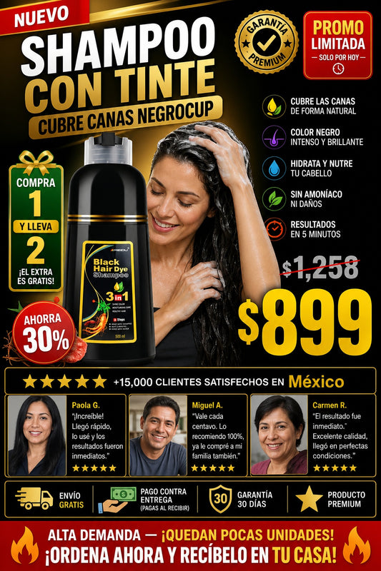 Shampoo Con Tinte Cubre Canas Negrocup - imagen 1