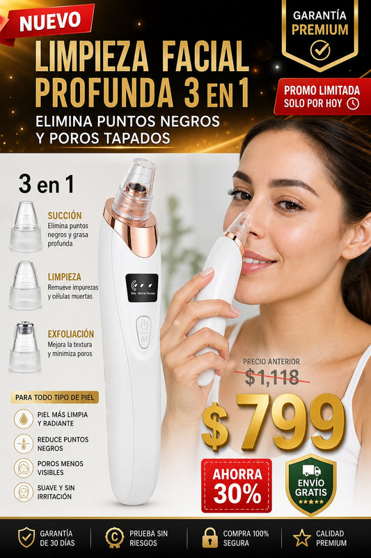 Limpieza Facial Profunda 3 en 1 — Elimina Puntos Negros y Poros Tapados - imagen 1