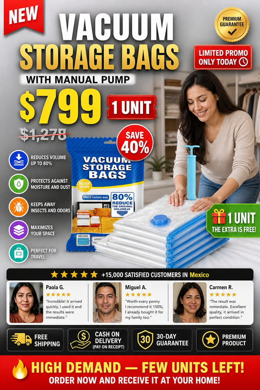 Bolsas Al Vacio Con Bomba Almacenamiento 📦 Contenido del paquete: • 1 x Bomba de aire manual    • 5 x Bolsas de almacenamiento al vacío - imagen 1