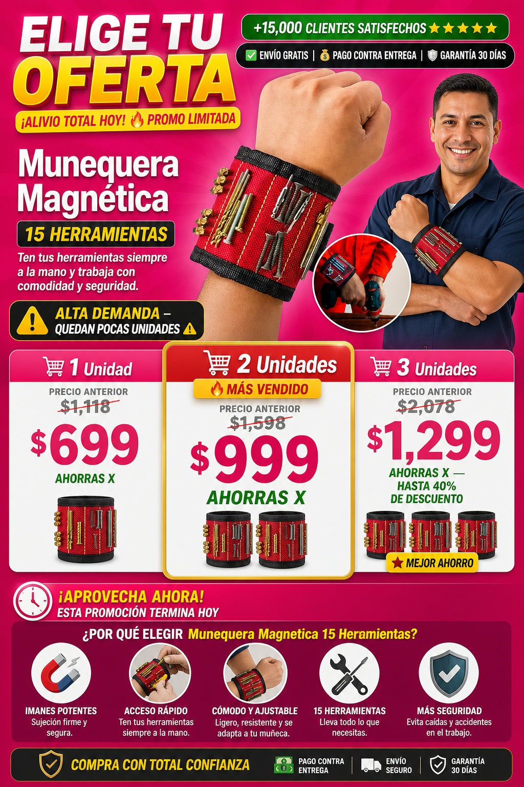 Munequera Magnetica 15 Herramientas - imagen 2