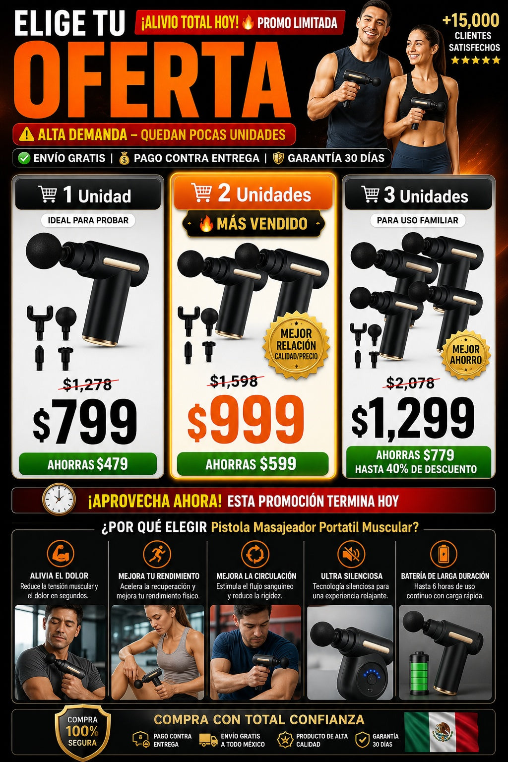 Pistola Masajeador Portatil Muscular - imagen 2