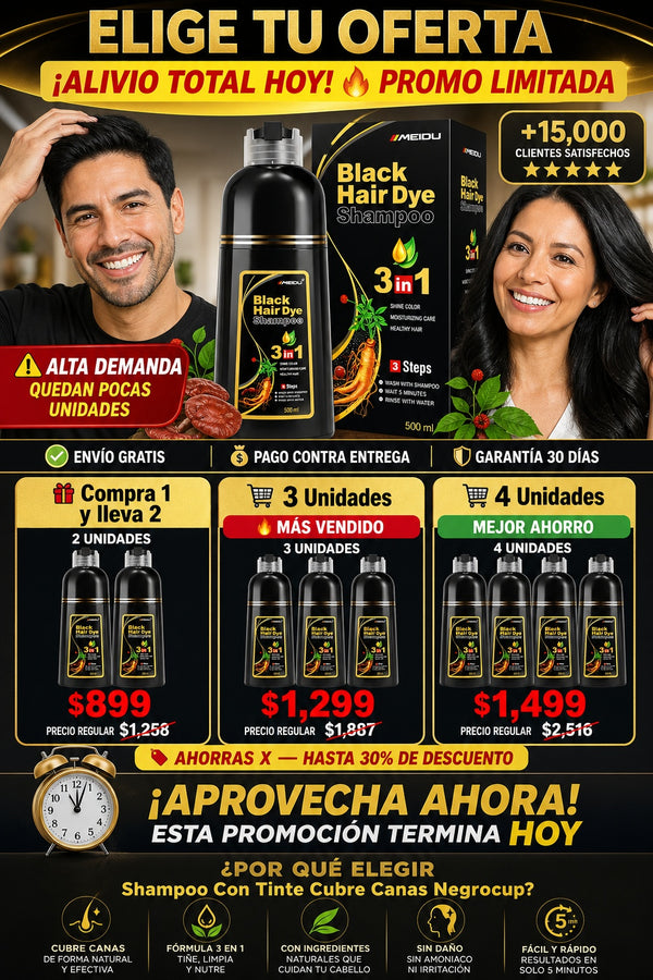 Shampoo Con Tinte Cubre Canas Negrocup - imagen 2
