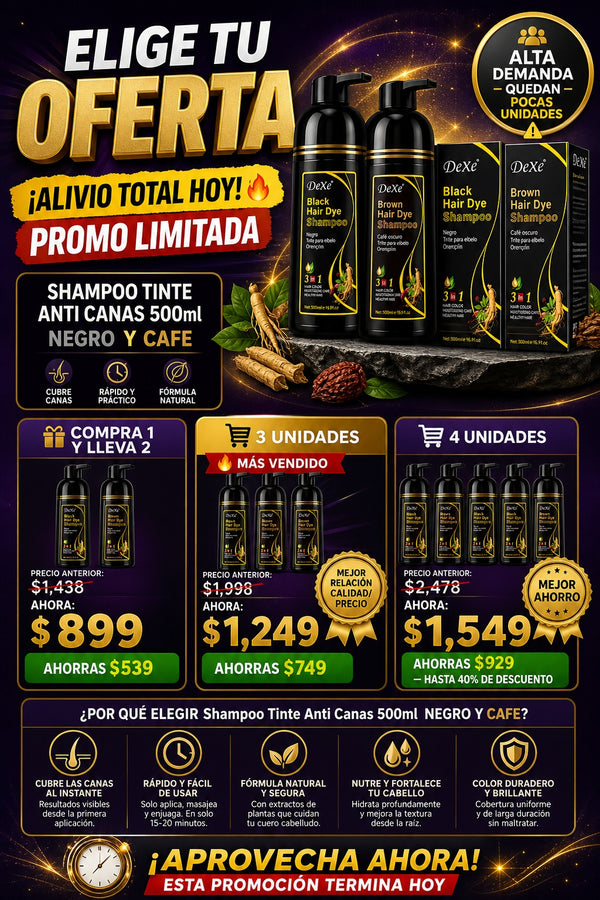 Shampoo Tinte Anti Canas 500ml NEGRO Y CAFE - imagen 2