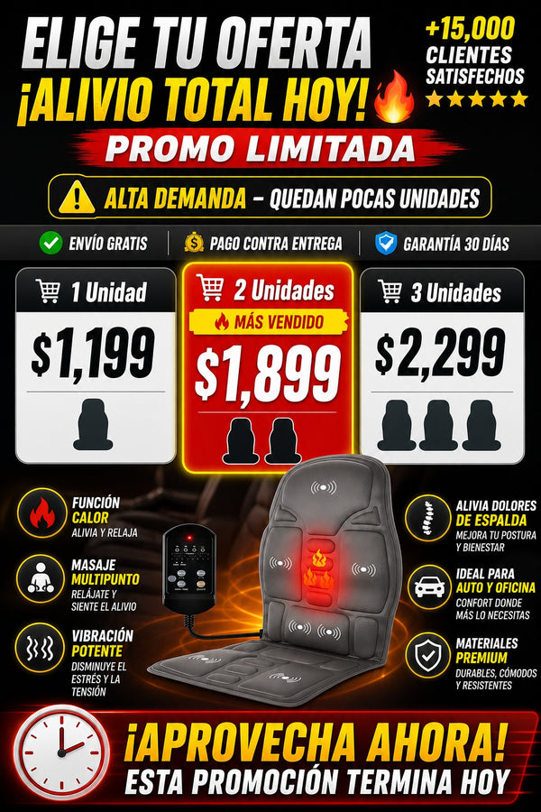 ¿Dolor de espalda al conducir? Asiento Masajeador con Calor para Auto - imagen 2