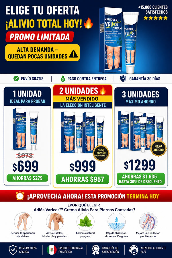 Adiós Varices™ Crema Alivio Para Piernas Cansadas - imagen 2