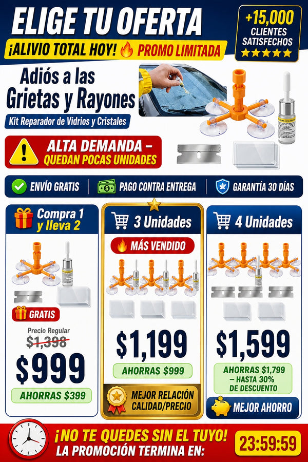 Adiós a las Grietas y Rayones – Kit Reparador de Vidrios y Cristales - imagen 2