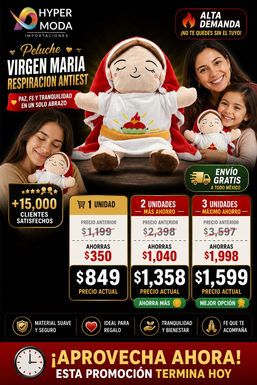 Peluche Virgen Maria Respiracion Antiest - imagen 2