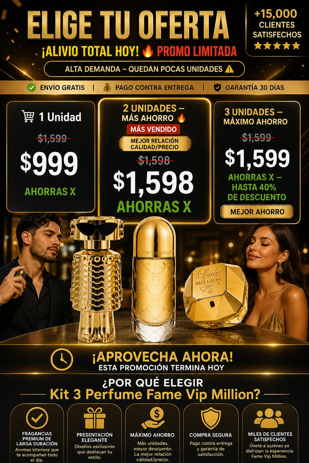 Kit 3 Perfume Fame Vip Million - imagen 2