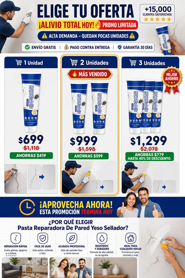 Pasta Reparadora De Pared Yeso Sellador - imagen 2