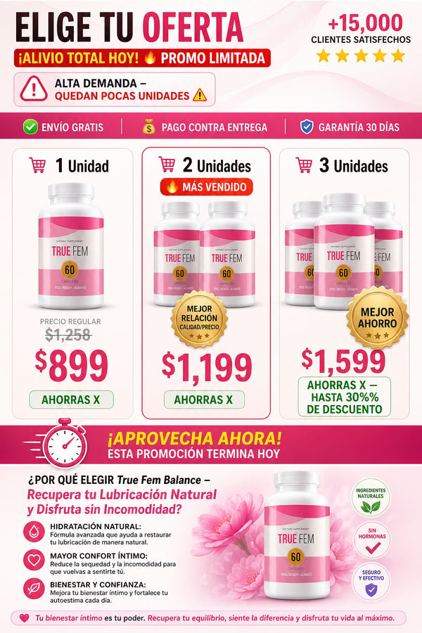 True Fem Balance – Recupera tu Lubricación Natural y Disfruta sin Incomodidad - imagen 2