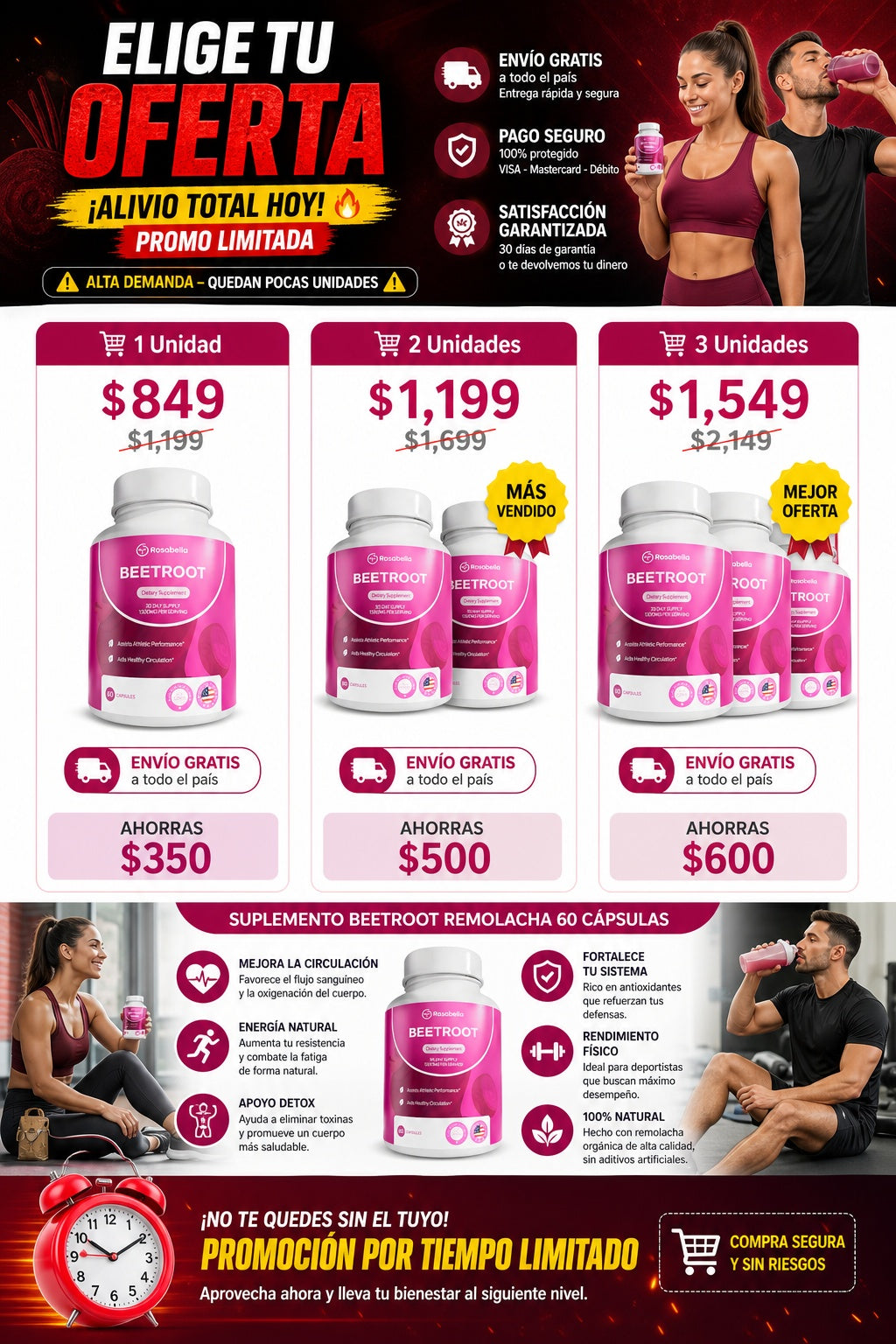 Suplemento Beetroot Remolacha 60 Cápsulas - imagen 2