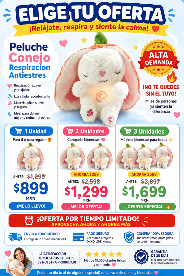 Peluche Conejo Respiracion Antiestres - imagen 2