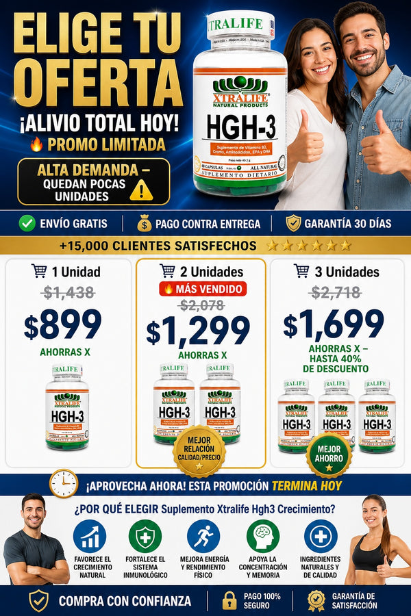 Suplemento Xtralife Hgh3 Crecimiento - imagen 2