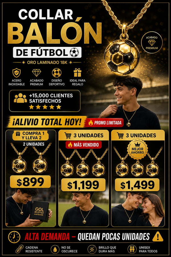 Cadena Balón de Fútbol en Oro Laminado — Lleva tu pasión siempre contigo - imagen 2