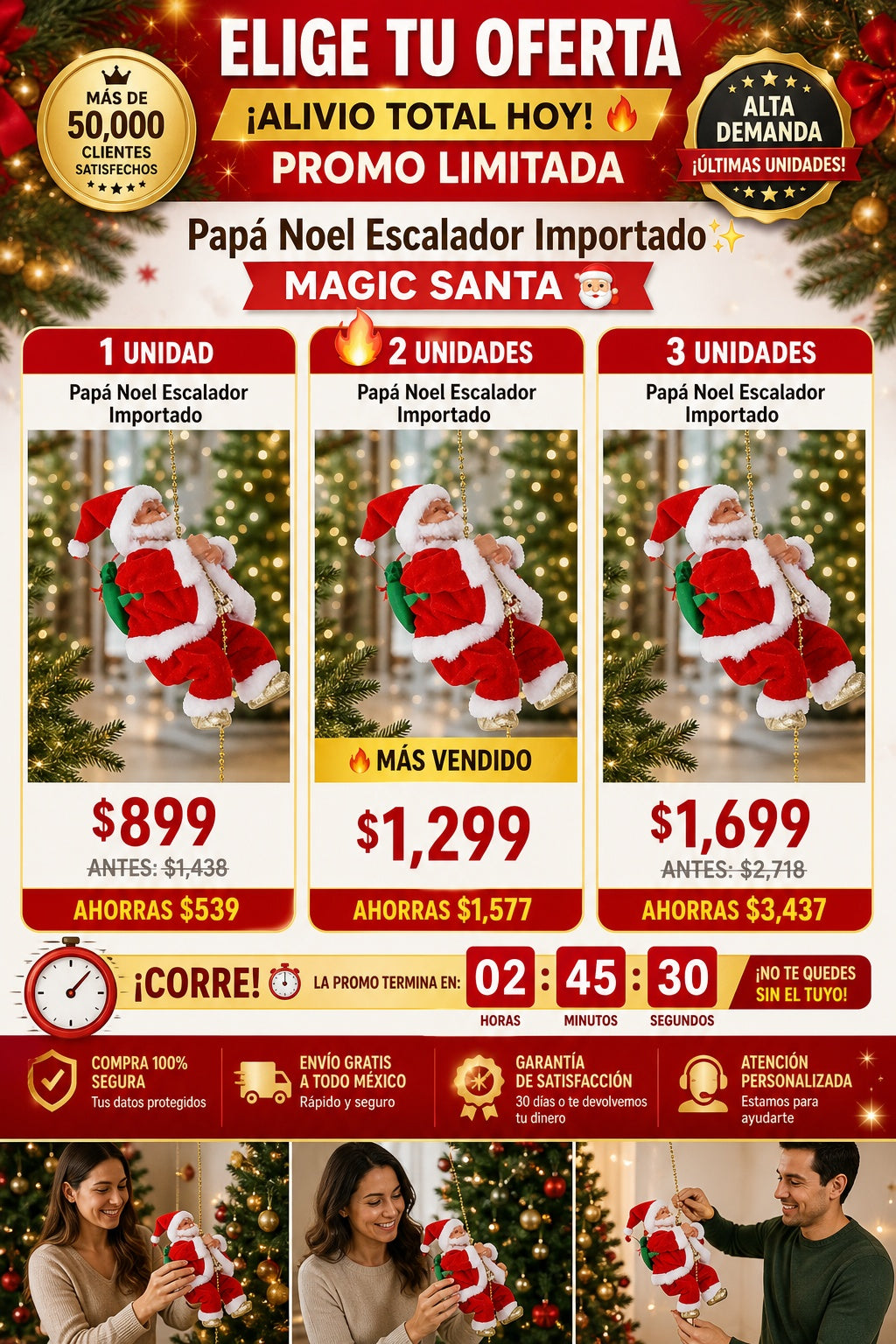 Papá Noel Escalador Importado ✨ MAGIC SANTA 🎅 (Movimientos y música navideña) - imagen 2