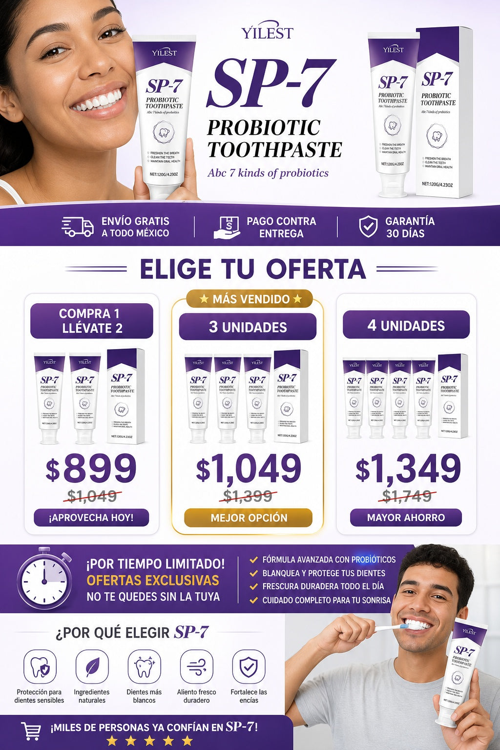 Pasta Dental SP-7 con Probióticos Sin Fluor - imagen 2