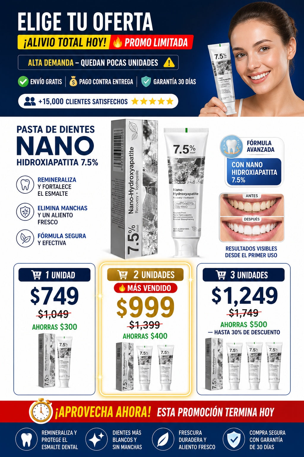 Pasta de Dientes Nano Hidroxiapatita 7.5% - imagen 2