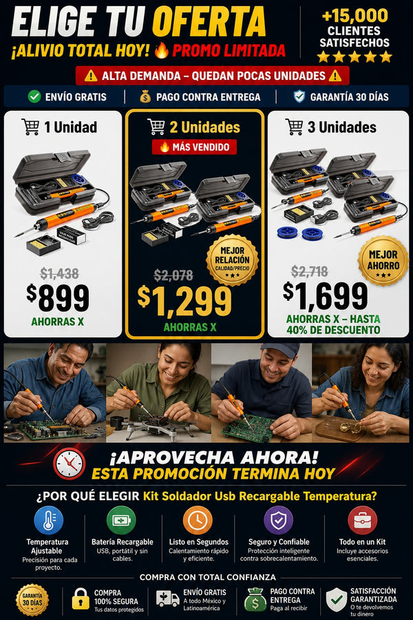 Kit Soldador Usb Recargable Temperatura - imagen 2