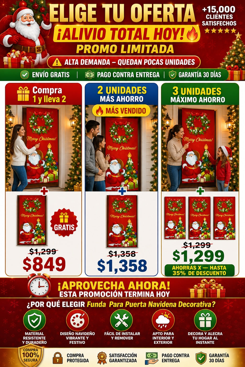 Funda Para Puerta Navidena Decorativa - imagen 2