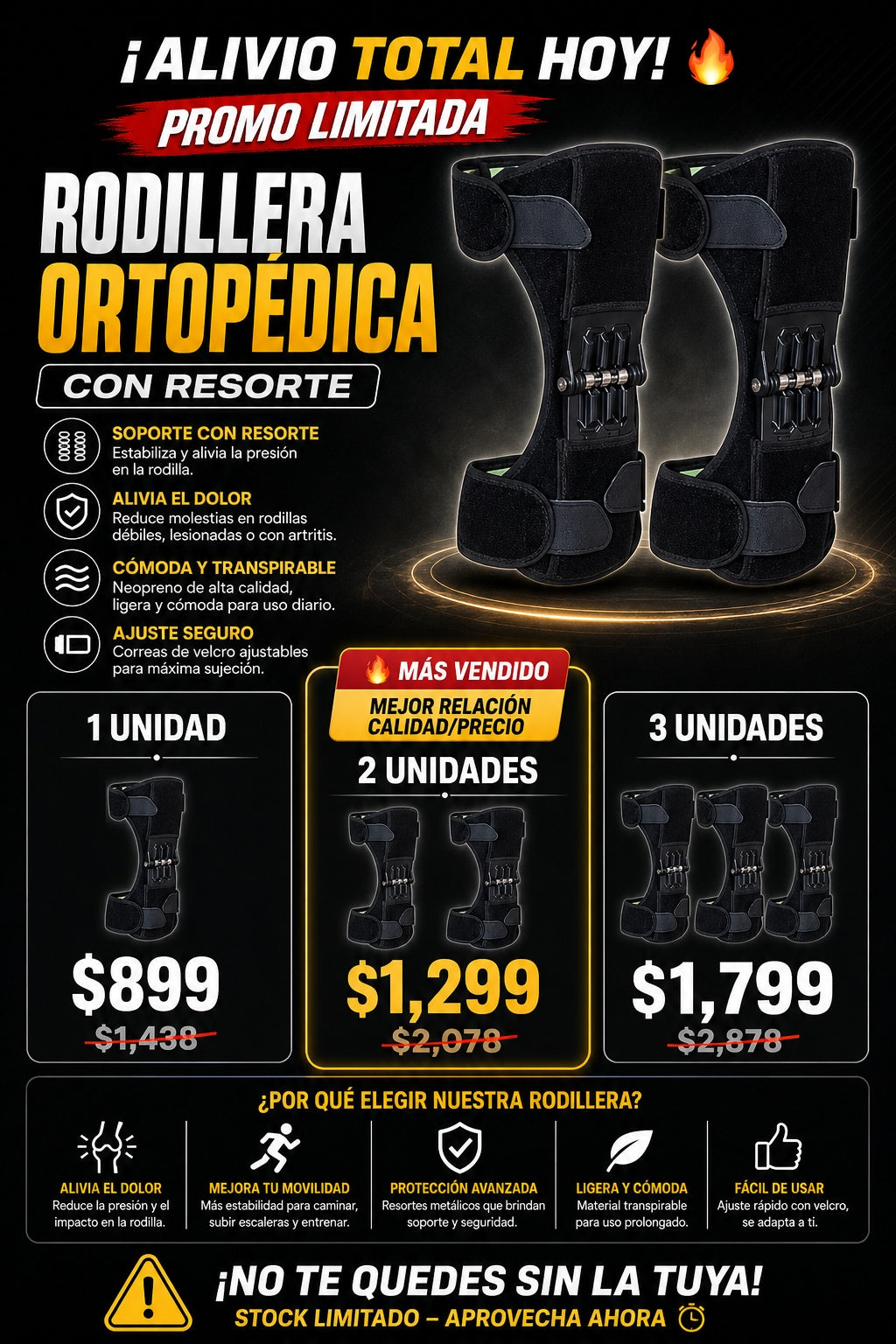Rodillera Ortopedica Con Resorte - imagen 2