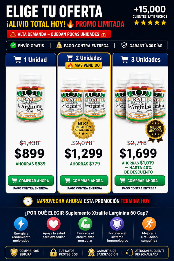 Suplemento Xtralife Larginina 60 Cap - imagen 2