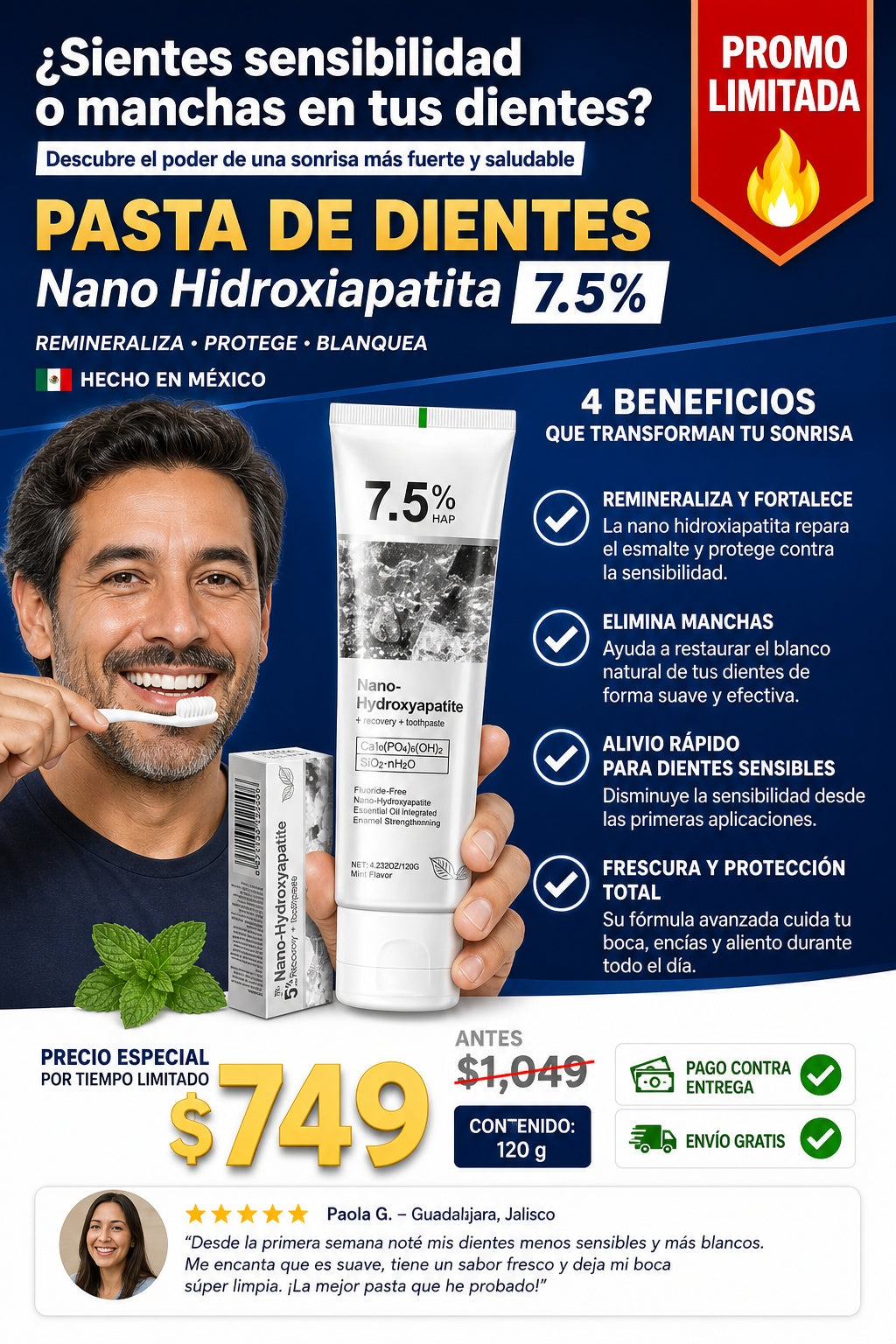 Pasta de Dientes Nano Hidroxiapatita 7.5% - imagen 3