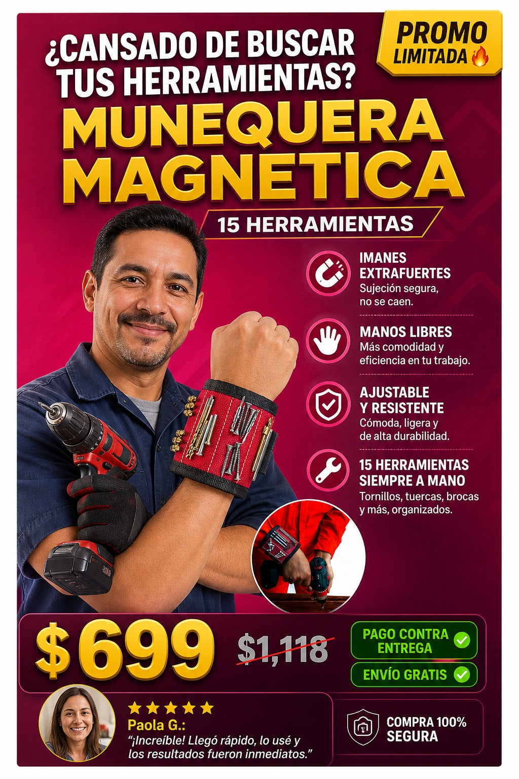 Munequera Magnetica 15 Herramientas - imagen 3