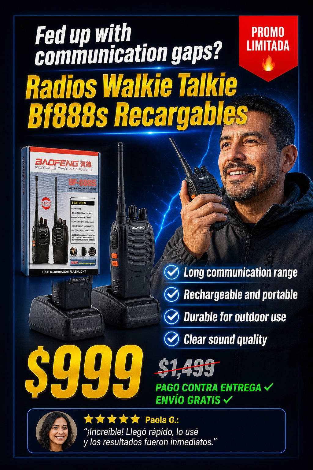 Radios Walkie Talkie Bf888s Recargables - imagen 3