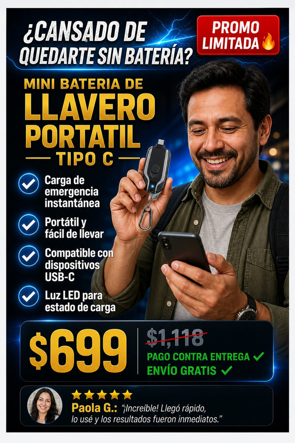Mini Bateria De Llavero Portatil Tipo C - imagen 3