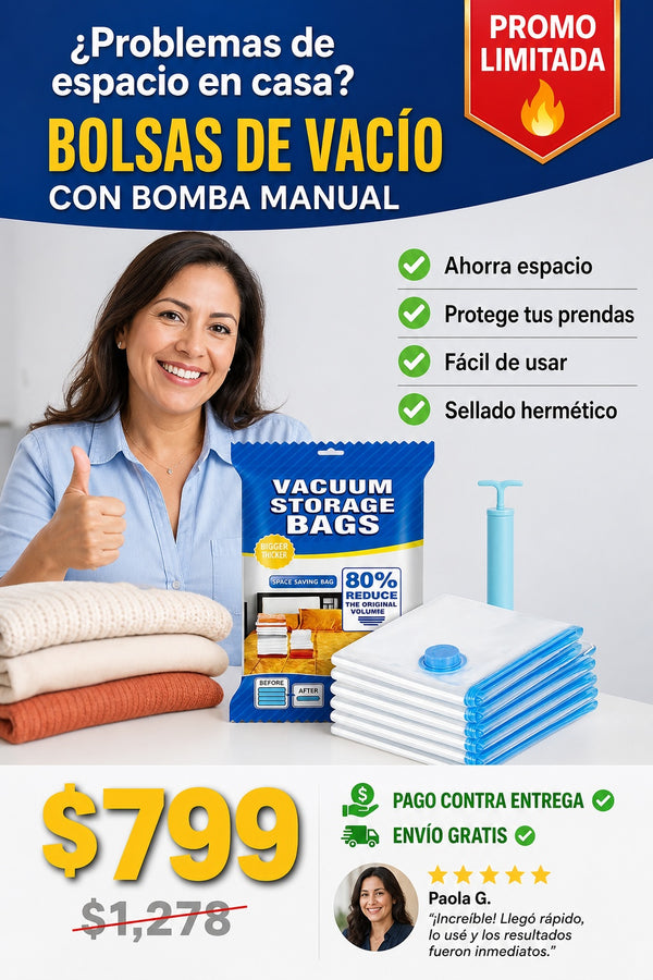Bolsas Al Vacio Con Bomba Almacenamiento 📦 Contenido del paquete: • 1 x Bomba de aire manual    • 5 x Bolsas de almacenamiento al vacío - imagen 3