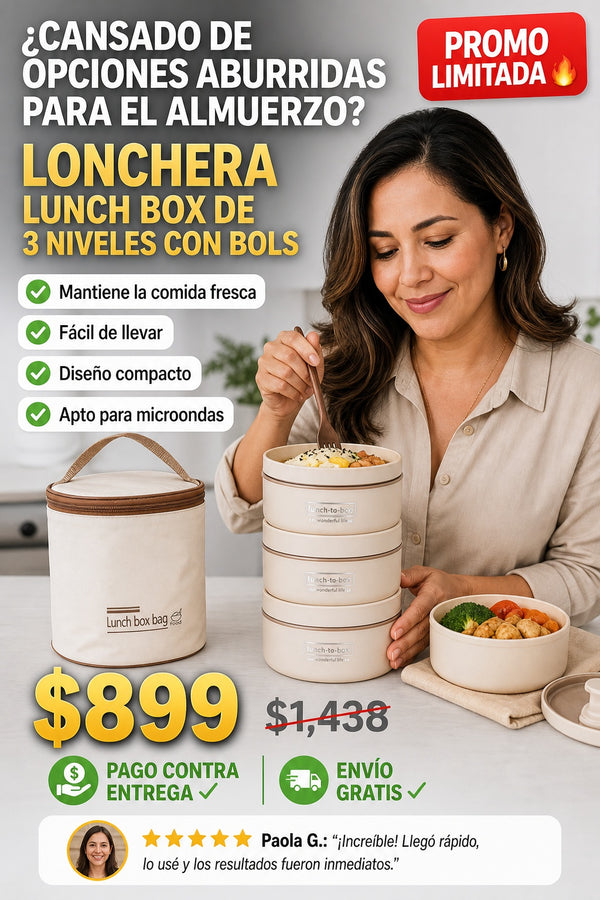 Lonchera Lunch Box De 3 Niveles Con Bols - imagen 3