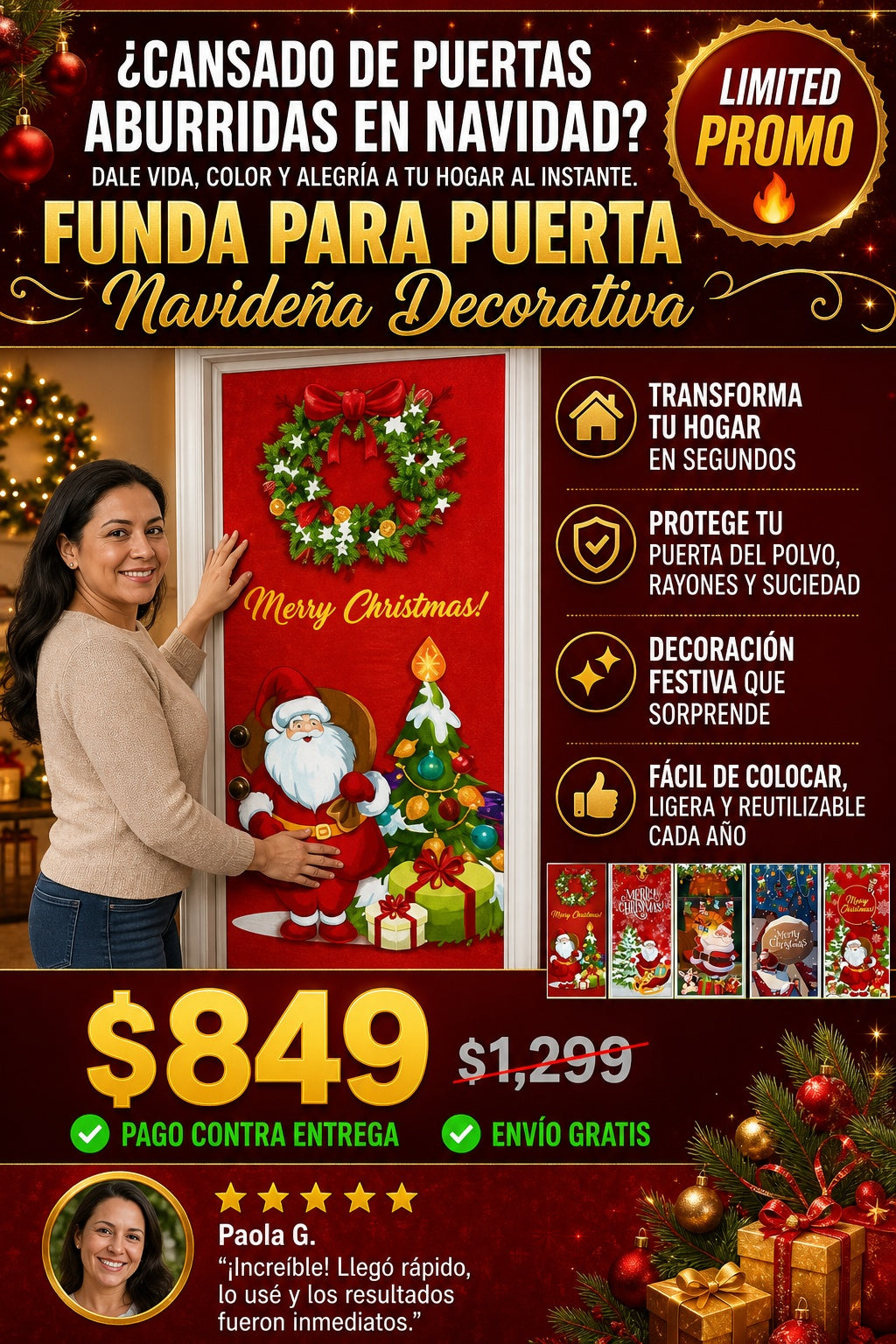 Funda Para Puerta Navidena Decorativa - imagen 3
