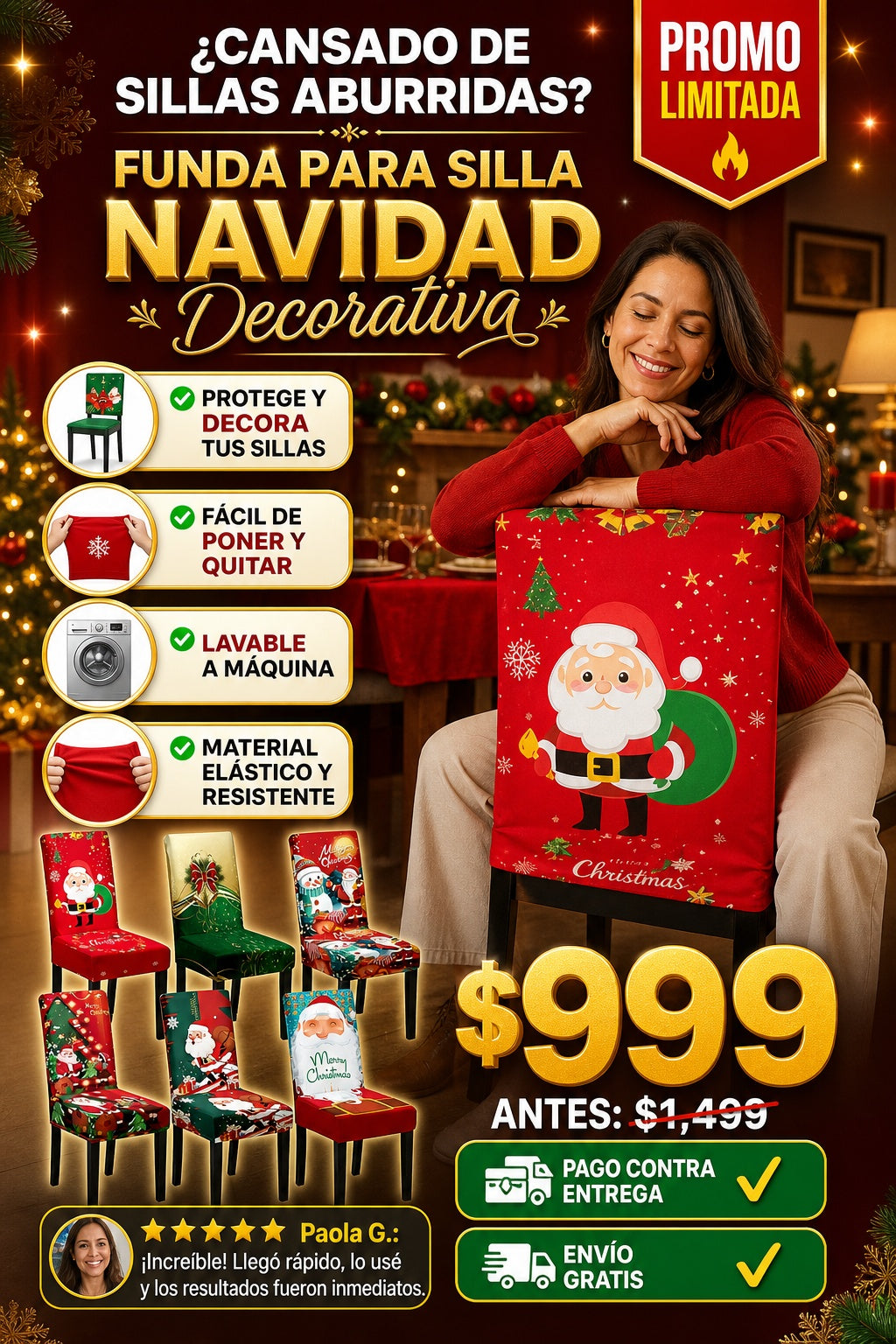 Funda Para Silla Navidad Decorativa - imagen 3